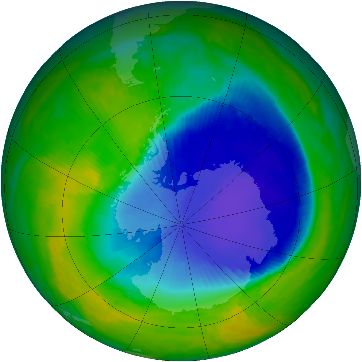 Antarctic ozone map for 12 November 1998